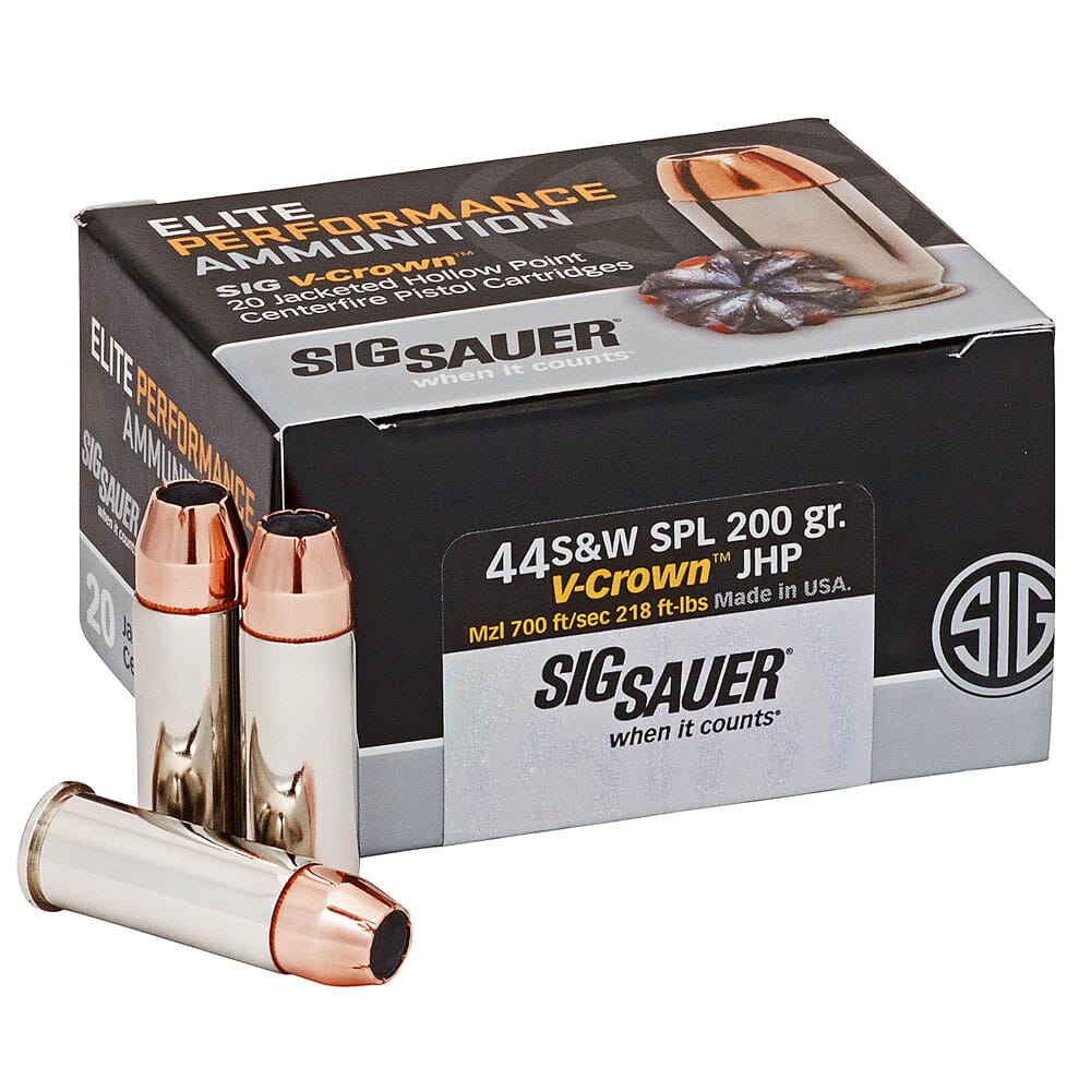 Sig Sauer Ammo .44 Special 200gr Elite V-Crown Jacketed Hollow Point 20/Box E44SP1-20