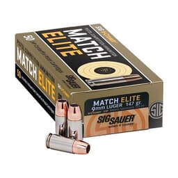 Sig Sauer Ammo 9mm 147gr Elite V-Crown Competition JHP 50/Box E9MMA3-COMP-50
