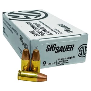 Sig Sauer Ammo 9mm +P 90gr Lead Free Frangible 50/Box E9MMLFF1-50