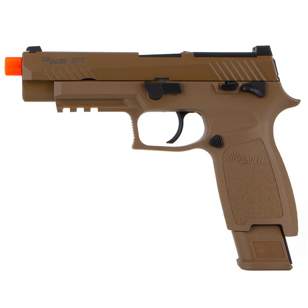 Sig Sauer M17 Air .177 Cal CO2 Coyote Tan Air Pistol w/(1) 20rd Pellet Mag, Contrast Poly Sights &amp; Full Blowback Metal Slide AIR-M17-177