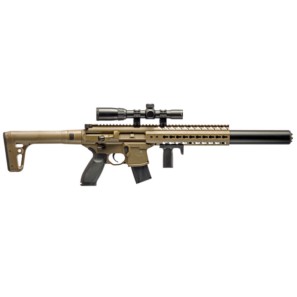 Sig Sauer MCX Air .177 Cal 88gr CO2 FDE Air Rifle w/(1) 30rd Pellet Mag &amp; 1-4x24mm WR Air-Scope AIR-MCX-SCOPE-177-88G-30-FDE