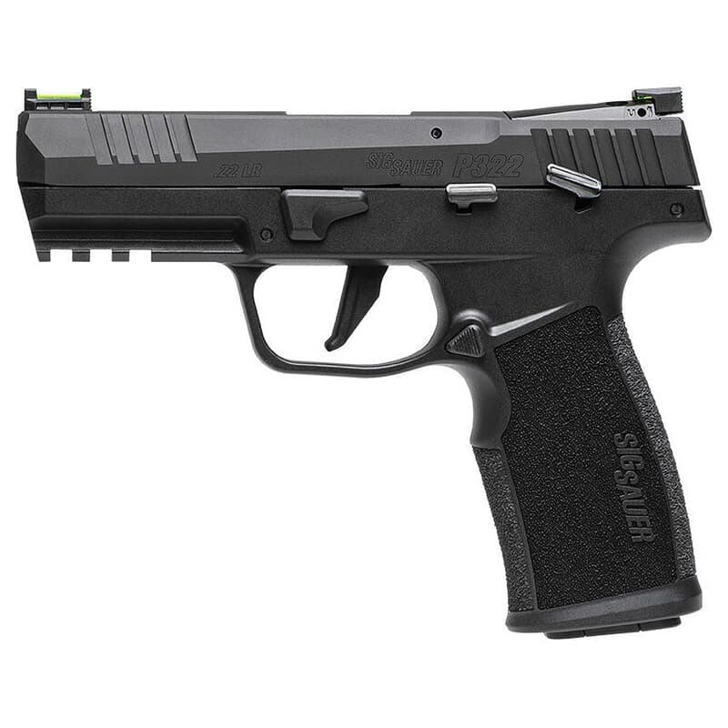 Sig Sauer P322 .22 LR 4&quot; Bbl Optics Ready SAO Black MA Compliant Pistol w/(2) 10rd Poly Mags &amp; Adj Fiber Optic Sights 322C-BAS-MA