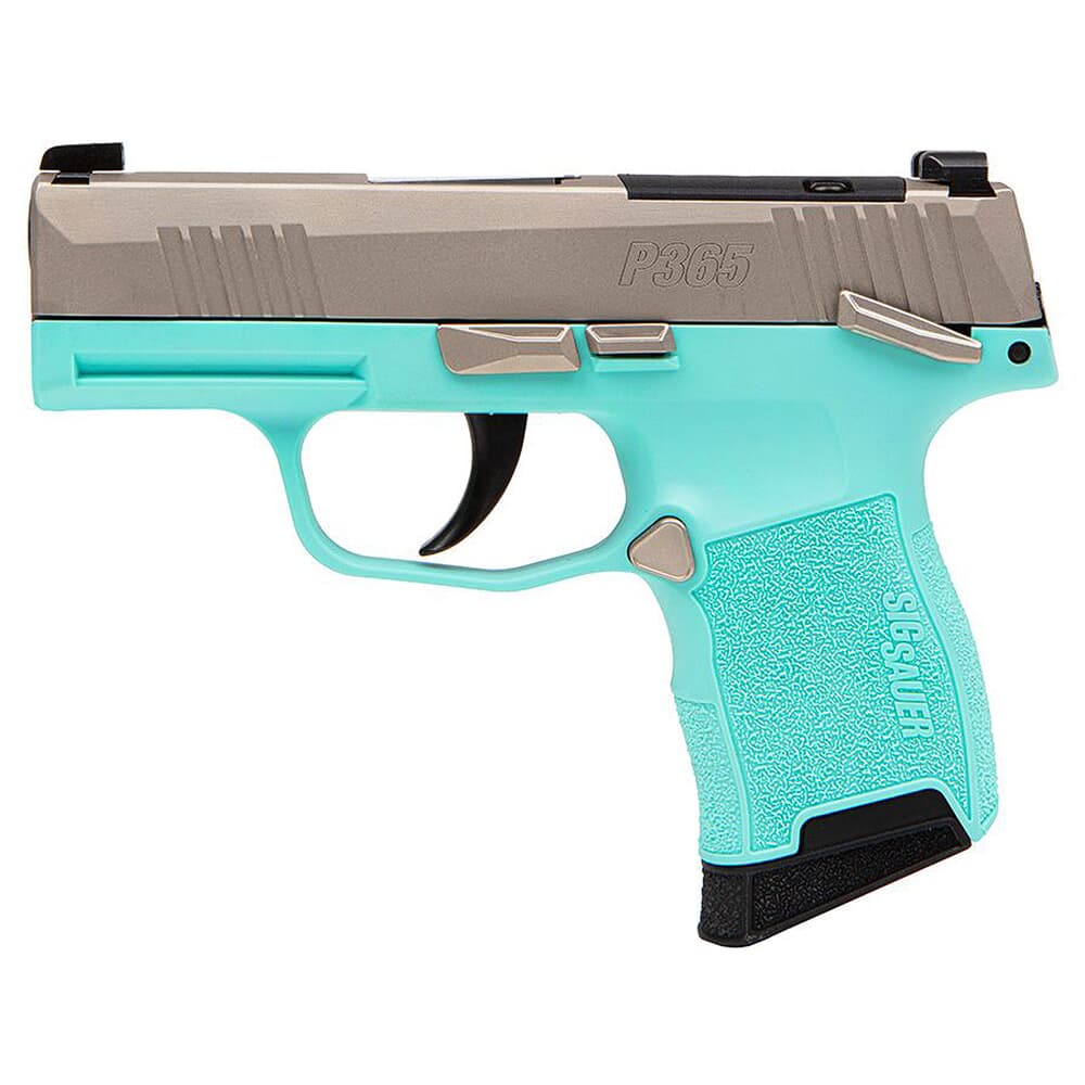 Sig Sauer P365 .380 ACP 3.1&quot; Bbl Optics Ready Nickel/Turquoise Pistol w/(2) 10rd Mags &amp; XRAY3 365-380-REB-MS