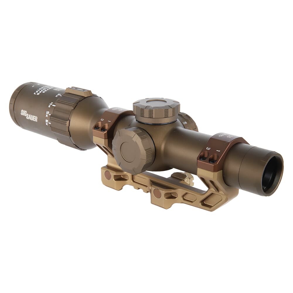 Sig Sauer TANGO6T 1-6x24mm FL-6 Illum .2 MRAD FDE SFP Riflescope w/Capped Turret, ALPHA4 1.535&quot; Mount &amp; SVPS Kit SOT61SVPS