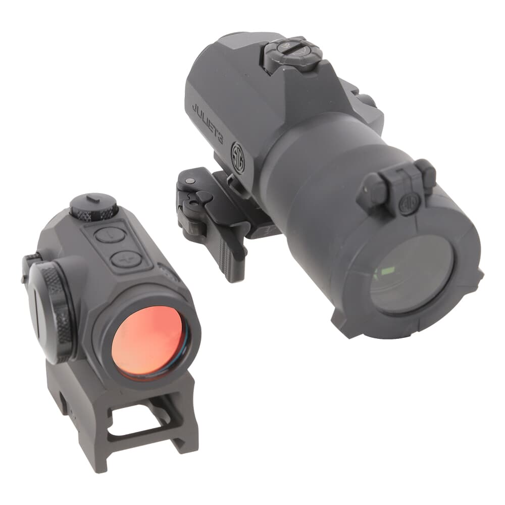 Sig Sauer USED Romeo5 Red Dot Sight 2 MOA Red Dot M1913 Blk Juliet3 3x Magnifier Blk SORJ53101 Usage Marks on Mount UA2227
