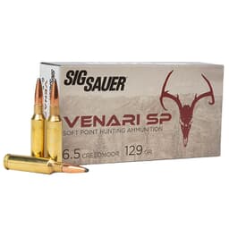 Sig Sauer Ammo 6.5 Creedmoor 129gr Venari Soft Point 20/Box V65CMSP129-20