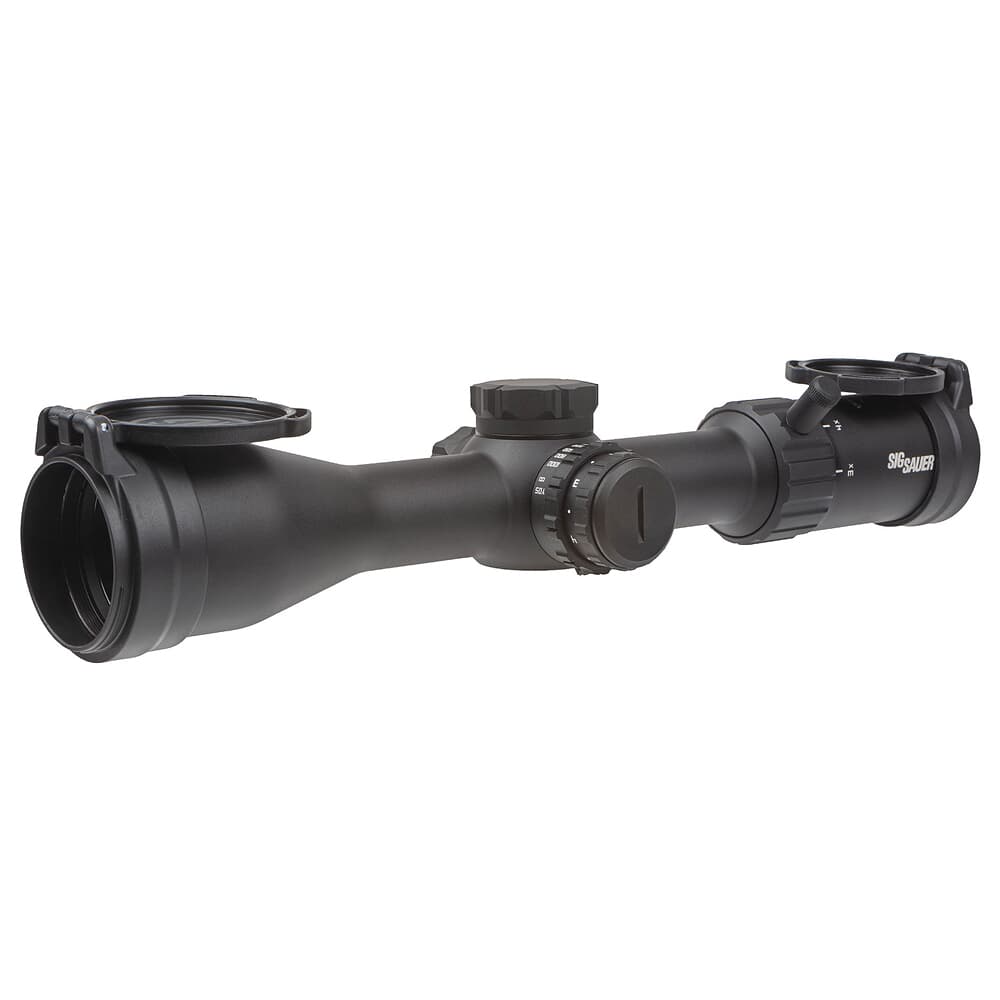 Sig Sauer WHISKEY4 3-12x44mm Illum Quadplex 1/4MOA SFP Riflescope w/Low Profile Capped Turrets SOW43004