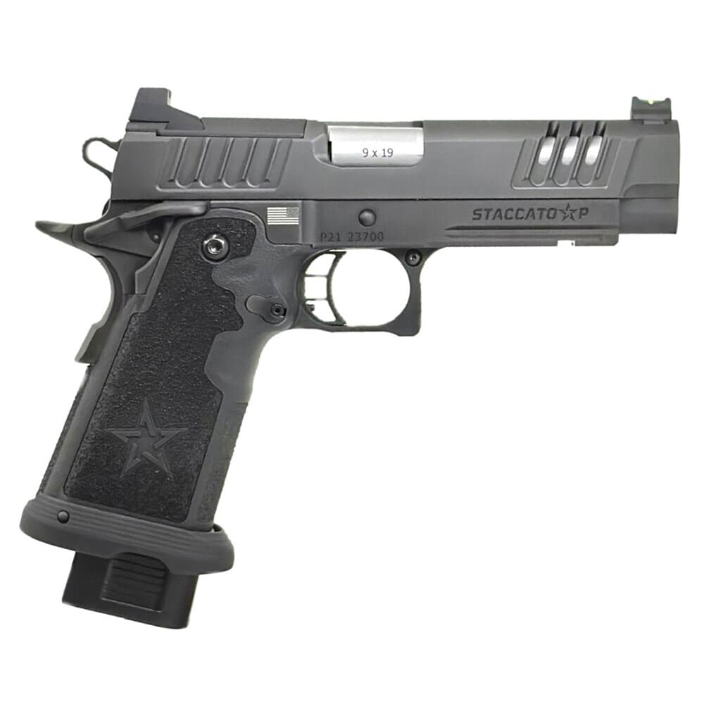 Staccato P Duty V2 9mm DLC/SS  P Optic Ready Tac Texture Grip With X-Series Serrations 12-1200-000003-01