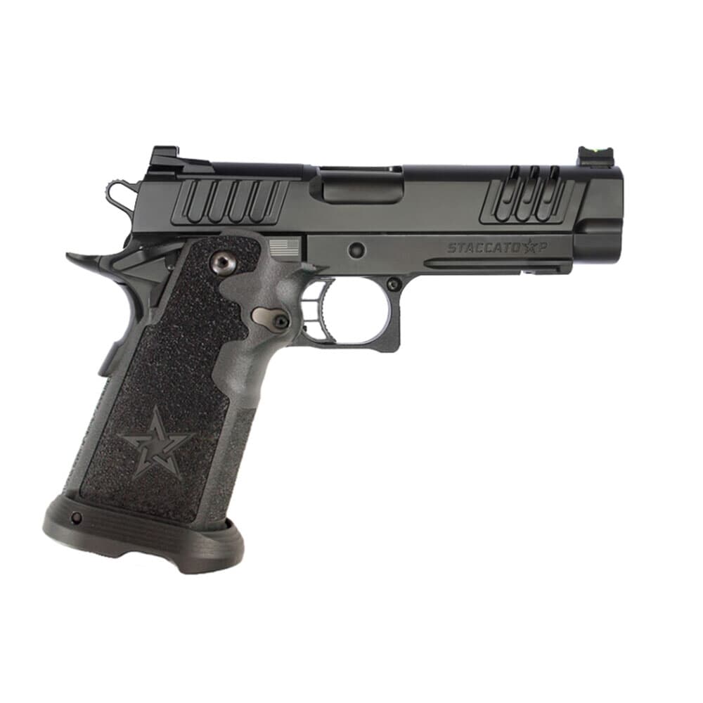 Staccato P Duty V2 9mm DLC/SS TB  P Optic Ready Stainless Thread Barrel Tac Texture Grip With X-Series Serrations 12-1200-000203-01