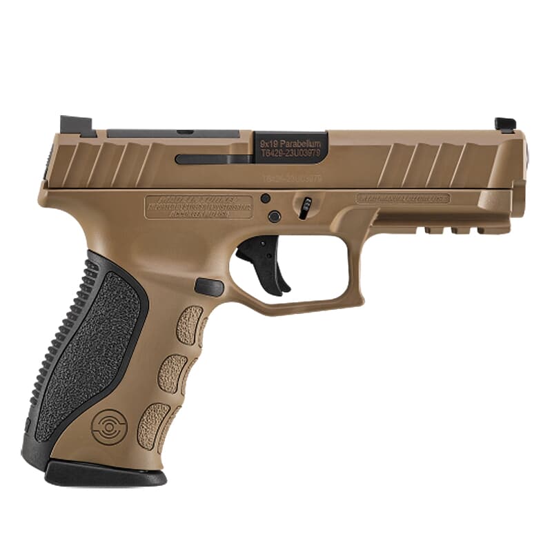 Stoeger STR-9 Mid-Size 9mm FDE 15+1 Striker-Fired Optic Ready Pistol w/(2) 15rd Mags, Meprolight Sight &amp; (3) Addt'l Backstraps 317A22