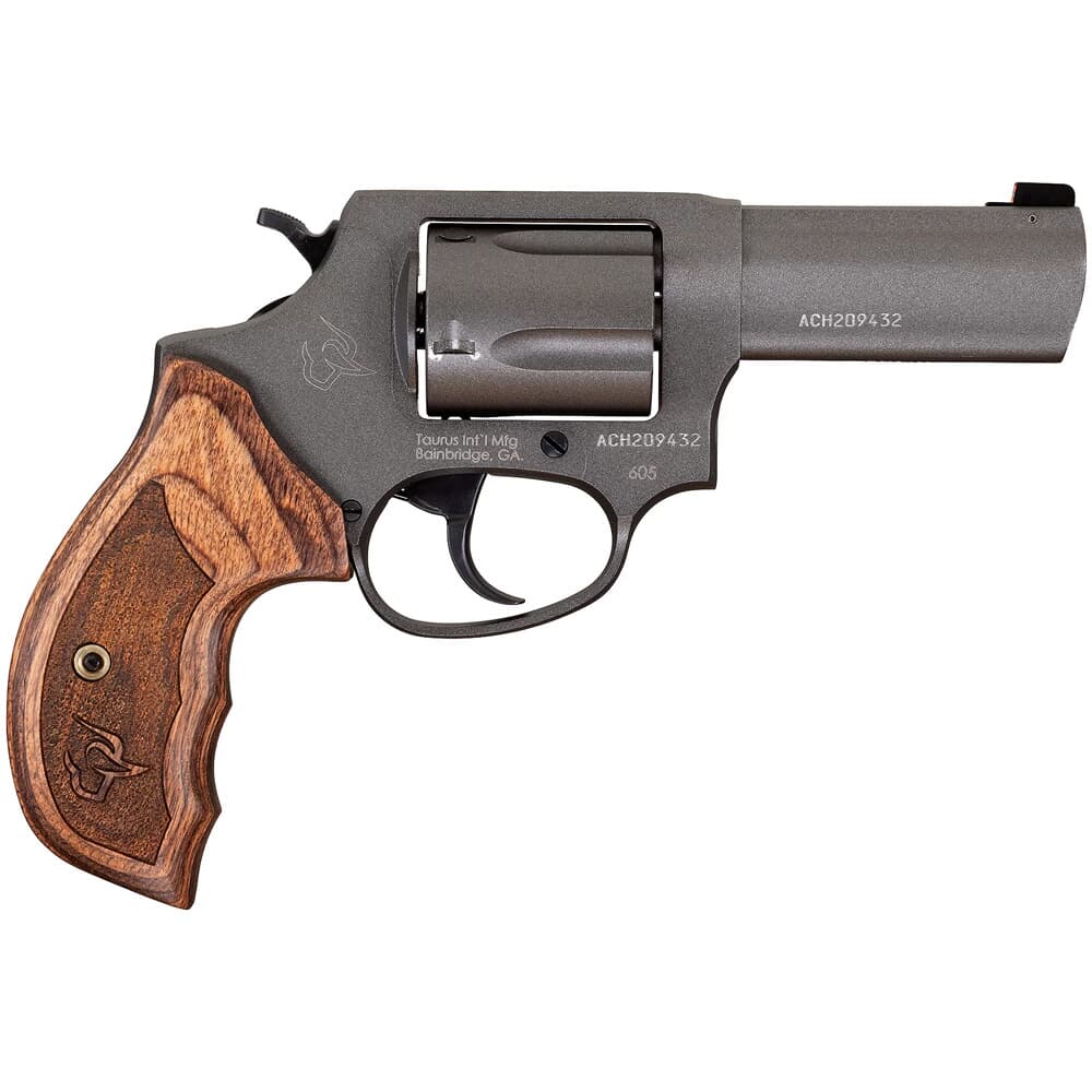Taurus 605 .357 Mag 3&quot; 5rd Mag Tungsten N.S. Wood Grip Revolver 2-6053CNS