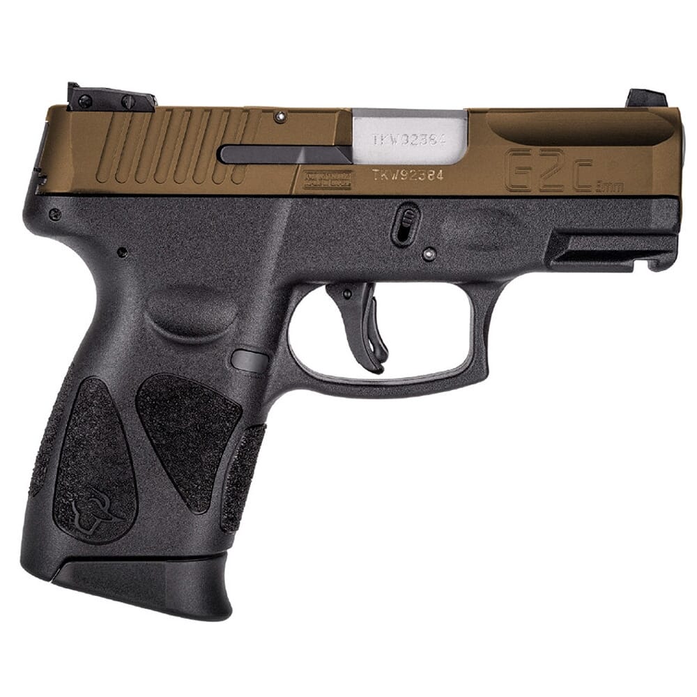 Taurus G2C 9mm Bk/Burnt Bronze 3.26" Pistol w/(2)12rd Mags 1-G2C93A-12
