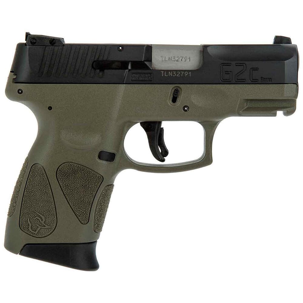 Taurus G2C 9mm Bk Cerakote/MS Green 3.26&quot; BL Pistol w/(2)12rd Mags 1-G2C93B-12