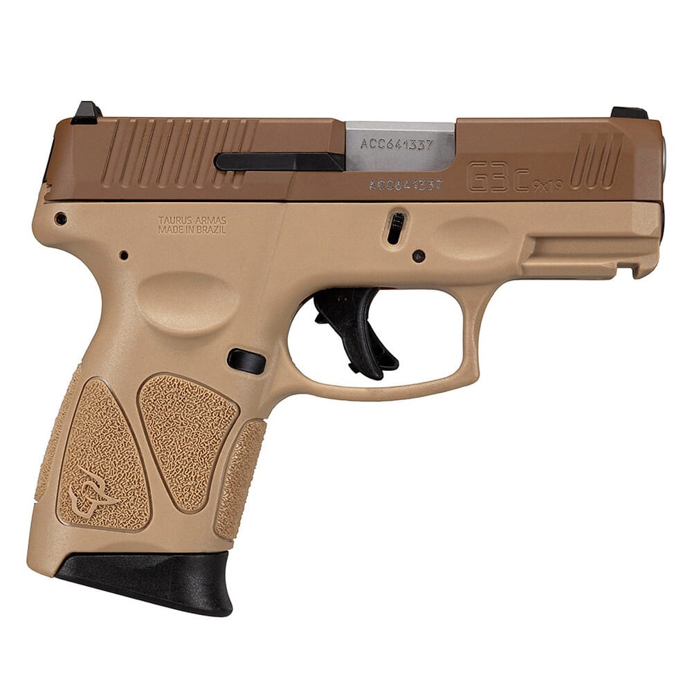 Taurus G3C 9mm 3.26" Tan/Troy Coyote MA Compliant Pistol w/(3)10rd Mags 1-G3C93ET-MA