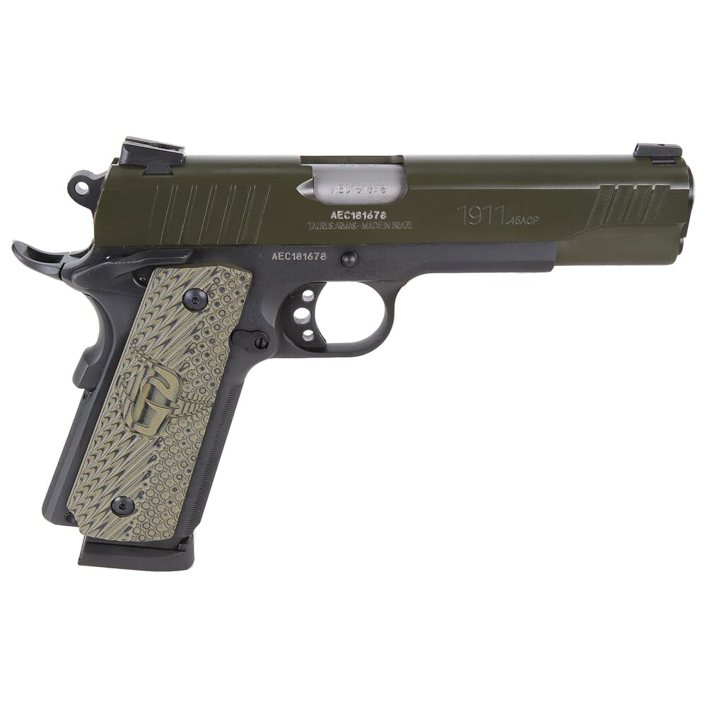 Taurus PT1911 .45 ACP Bk Cerakote Mil Spec Green VZ Grip 5" Pistol w/(1)8rd Mag 1-191101MG-VZ