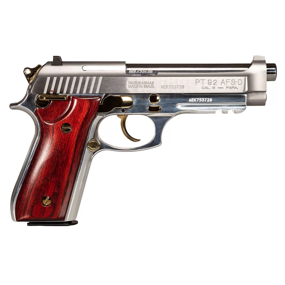 Taurus PT92 9mm Black/Gold/Wood 5" Pistol w/(2) 17rd Mags 1-920159GLD-HW1