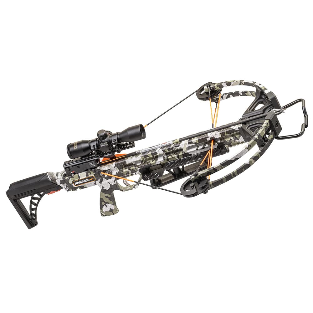 Wicked Ridge Rampage XS Peak Camo Crossbow w/Rope Sled, Adjustable Stock, &amp; Pro-View Scope WR23015-4525