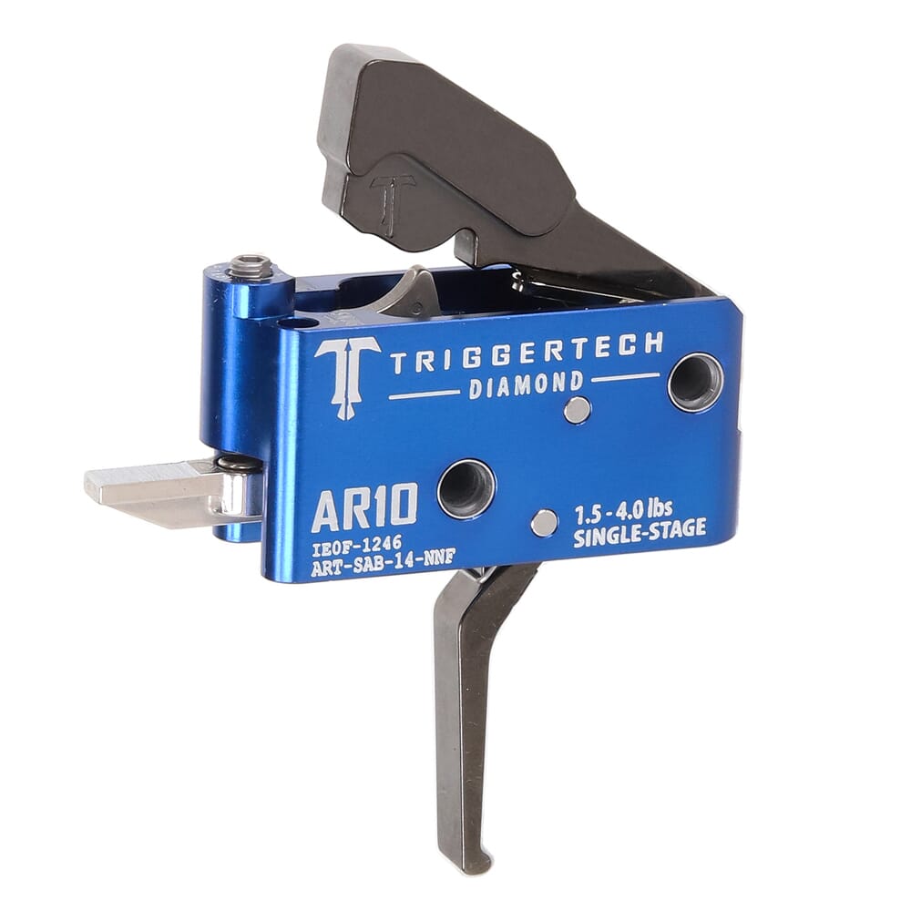 TriggerTech AR10 Single Stage Black/Blue Diamond Flat 1.5-4.0 lbs Trigger