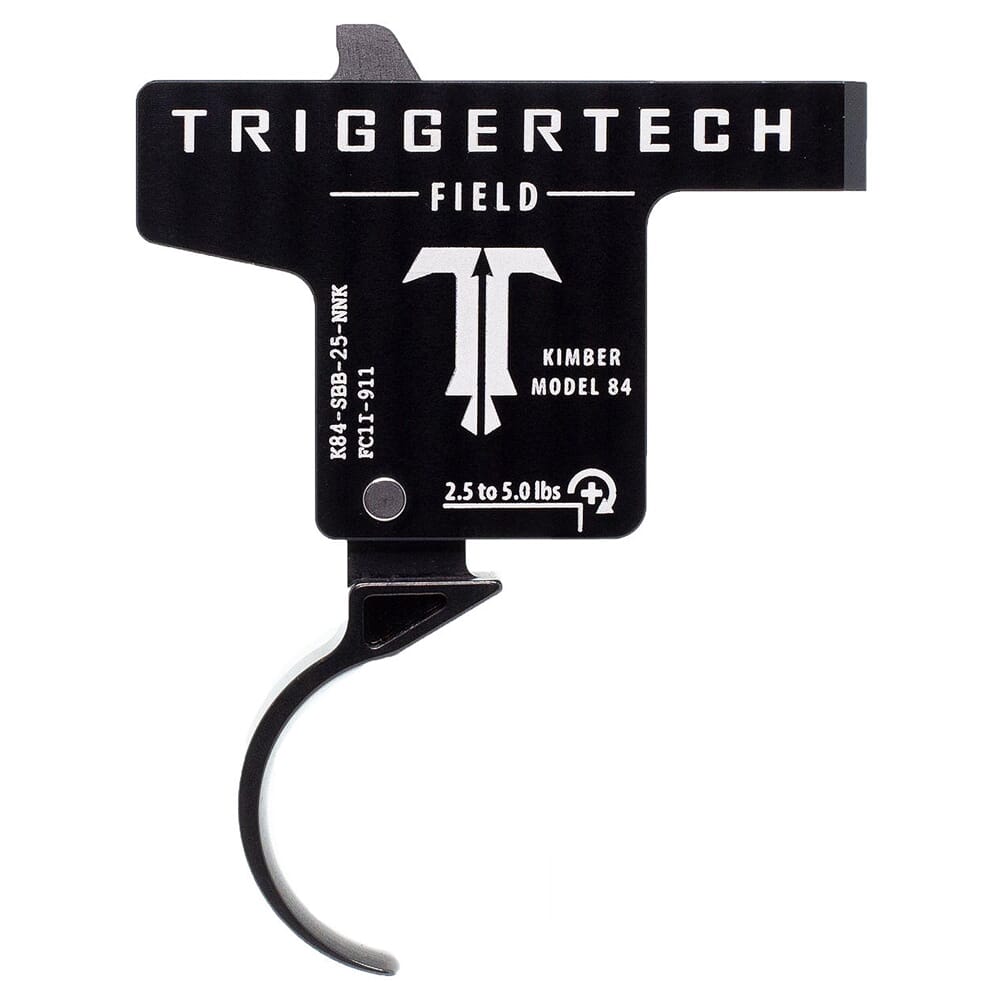 TriggerTech Kimber Model 84 Single Stage Blk/Blk Field Curved 2.5-5.0 lbs Trigger K84-SBB-25-NNK