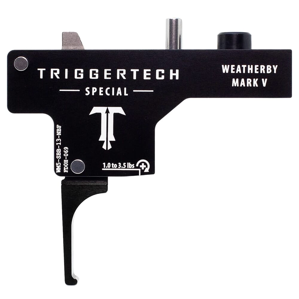 TriggerTech Weatherby Mark V Single Stage Black Special Flat 1.0-3.5 lbs Trigger with Bolt Release WM5-SBB-13-NBF