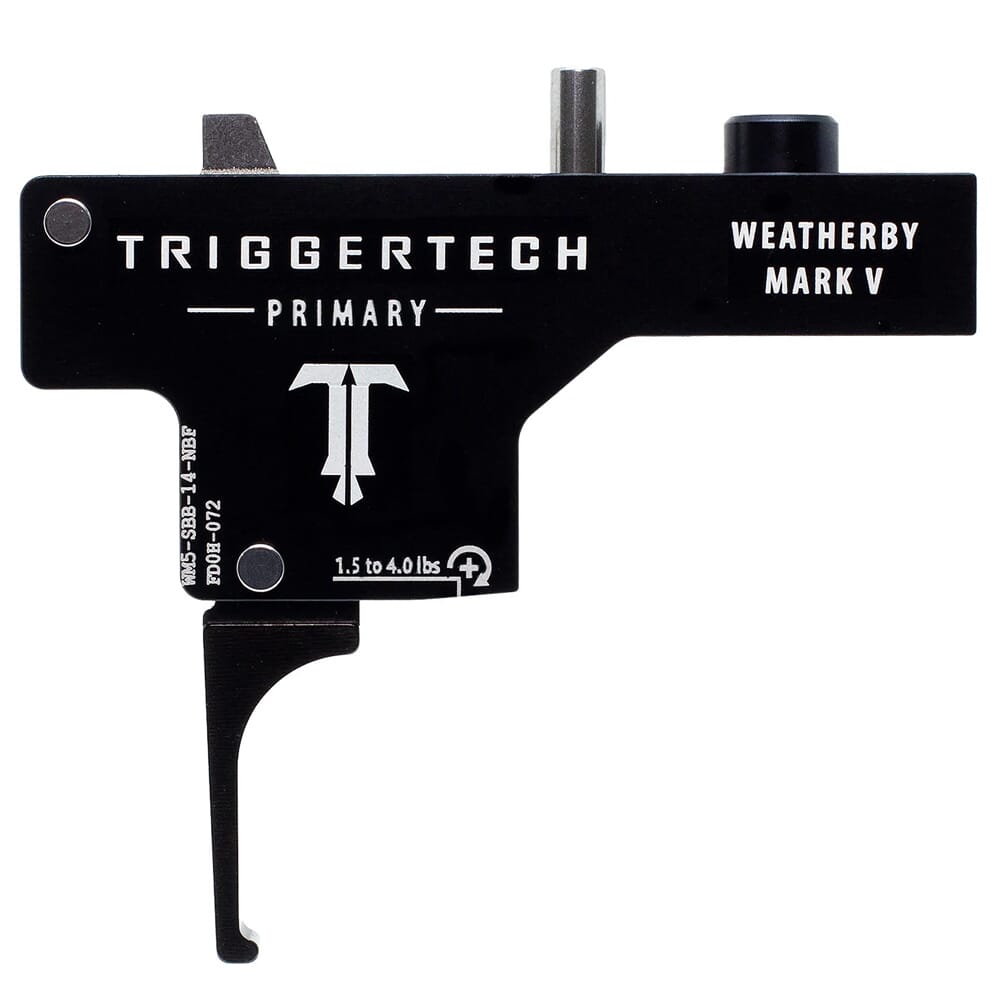 TriggerTech Weatherby Mark V Single Stage Black Primary Flat 1.5-4.0 lbs Trigger w/Bolt Release WM5-SBB-14-NBF