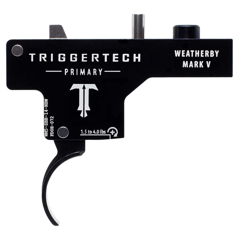 TriggerTech Weatherby Mark V Single Stage Black Primary Curved 1.5-4.0 lbs Trigger w/Bolt Release WM5-SBB-14-NBW