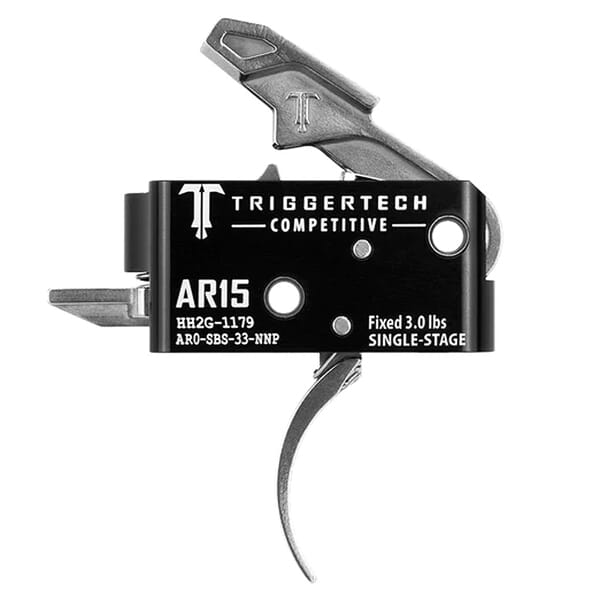 TriggerTech AR15 Single Stage Competitive Pro Curved Black/Stainless 3.0lb Trigger AR0-SBS-33-NNP