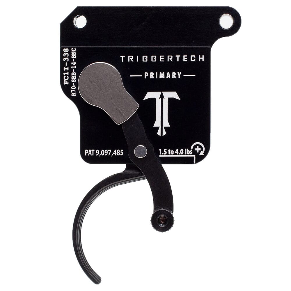 TriggerTech Rem 700 Clone Bottom Safety Single Stage Blk/Blk Primary Curved Bottom Clean 1.5-4.0 lbs Trigger R70-SBB-14-BNC