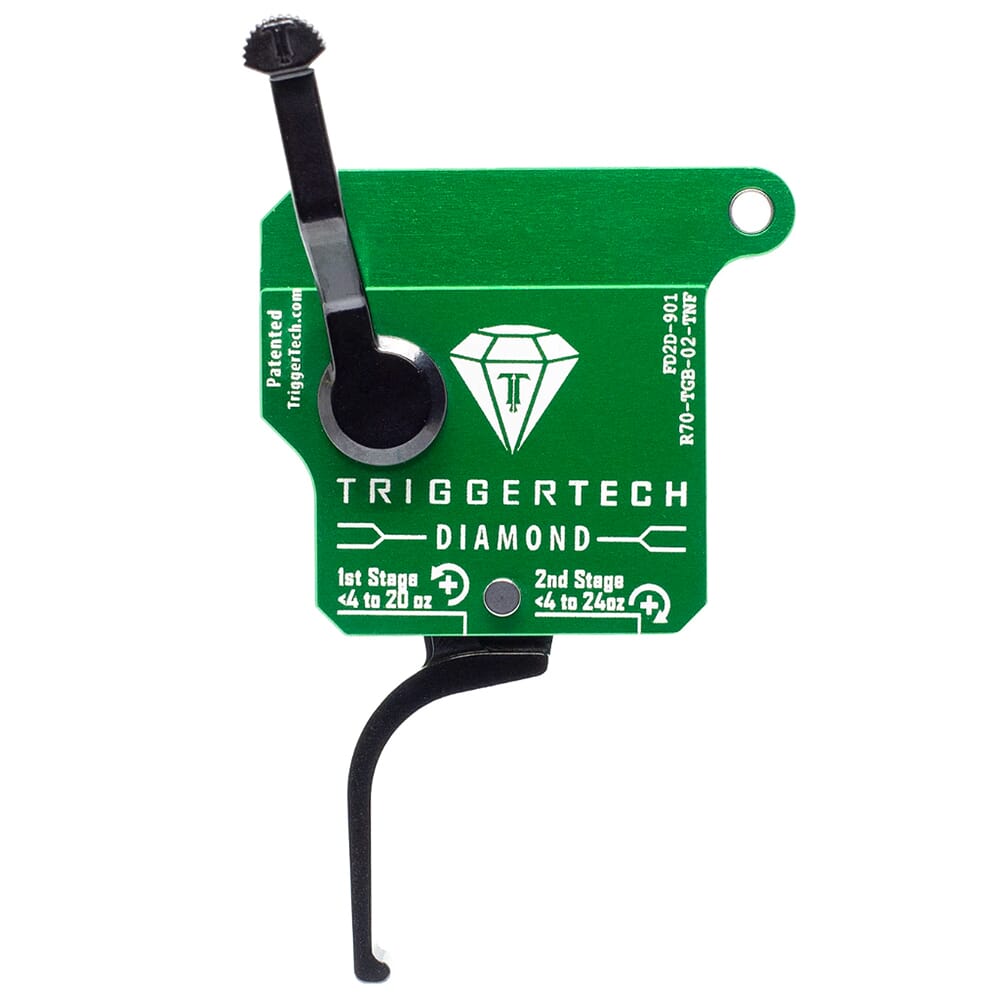 TriggerTech Rem 700 Clone RH Two Stage Blk/Grn Diamond Flat Clean 0.4-3.0 lbs Trigger R70-TGB-02-TNF