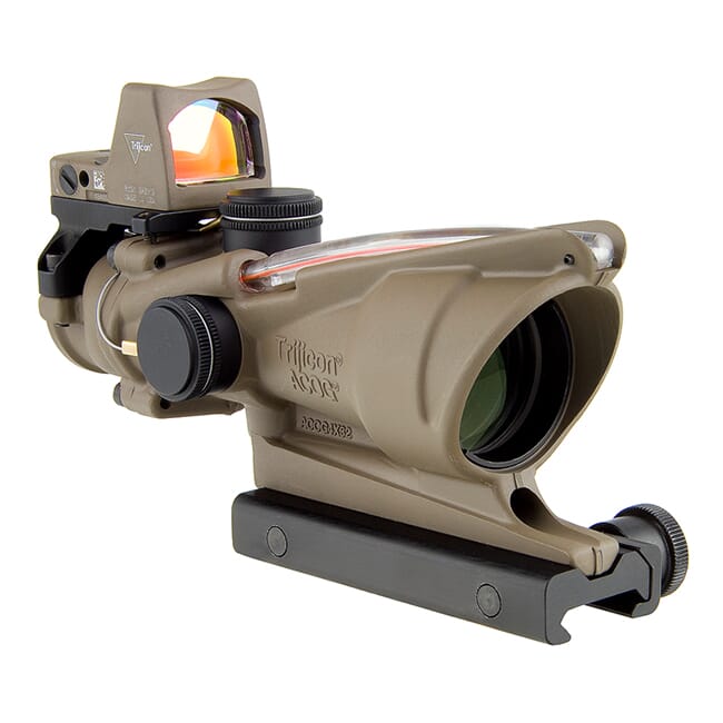 Trijicon 4x32 ACOG Dual Illum Red Chevron .223 Reticle w/Colt Knob Mount - LED 3.25 MOA Red Dot RMR Type 2 FDE - FDE TA31-D-100570