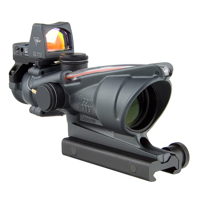 Trijicon 4x32 ACOG Dual Illum Red Chevron .223 Reticle w/Colt Knob Mount - LED 3.25 MOA Red Dot RMR Type 2 - Gray TA31-D-100568