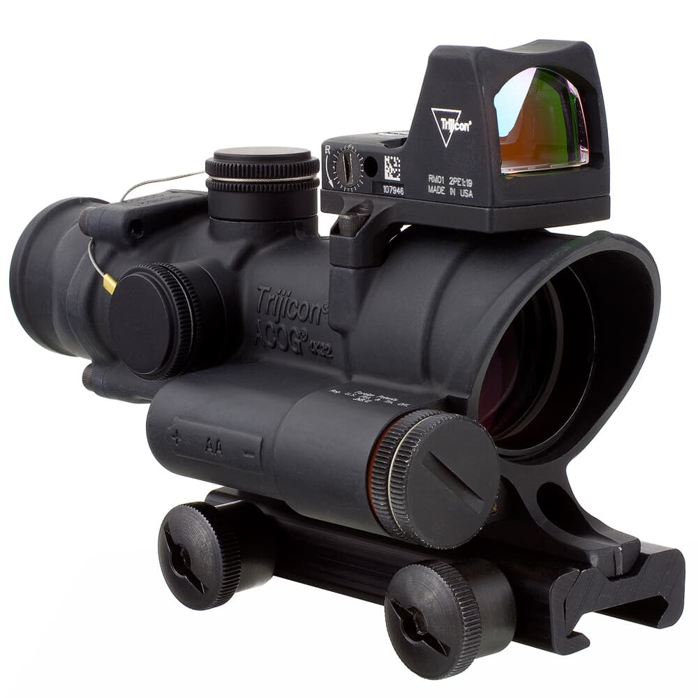 Trijicon 4x32 ACOG LED Red Crosshair .223 Reticle w/Colt Knob Mount - LED 3.25 MOA Red Dot RMR Type 2 TA02-C-100558