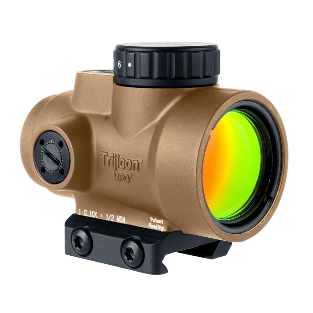 Trijicon MRO SD 1x25 Red Dot Sight w/ Adjustable LED 2.0 MOA Red Dot, Coyote Brown Anodized; Low Mount (AC32067) MRO-C-2200326