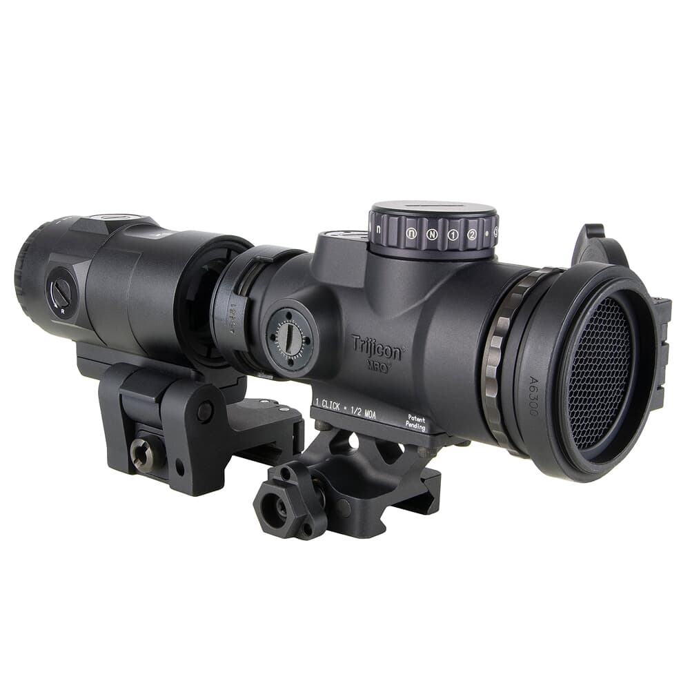 Trijicon 1x25 MRO HD Patrol Combo Set; 68 MOA Reticle w/ 2.0 MOA Dot; Full Co-Witness Q-LOC Mount (AC32070) and 3x Magnifier w/ Quick Release Flip-to-