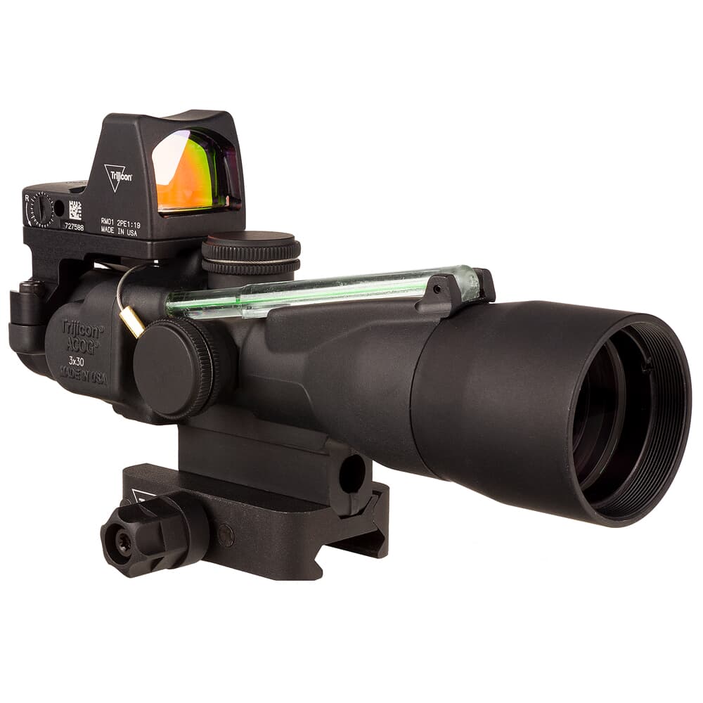Trijicon ACOG 3x30 Dual Illum Green Horseshoe/Dot 5.56x45mm/62gr. Ballistic Compact Riflescope w/Q-LOC Mount &amp; 3.25 MOA RMR Type 2 TA33-C-400394
