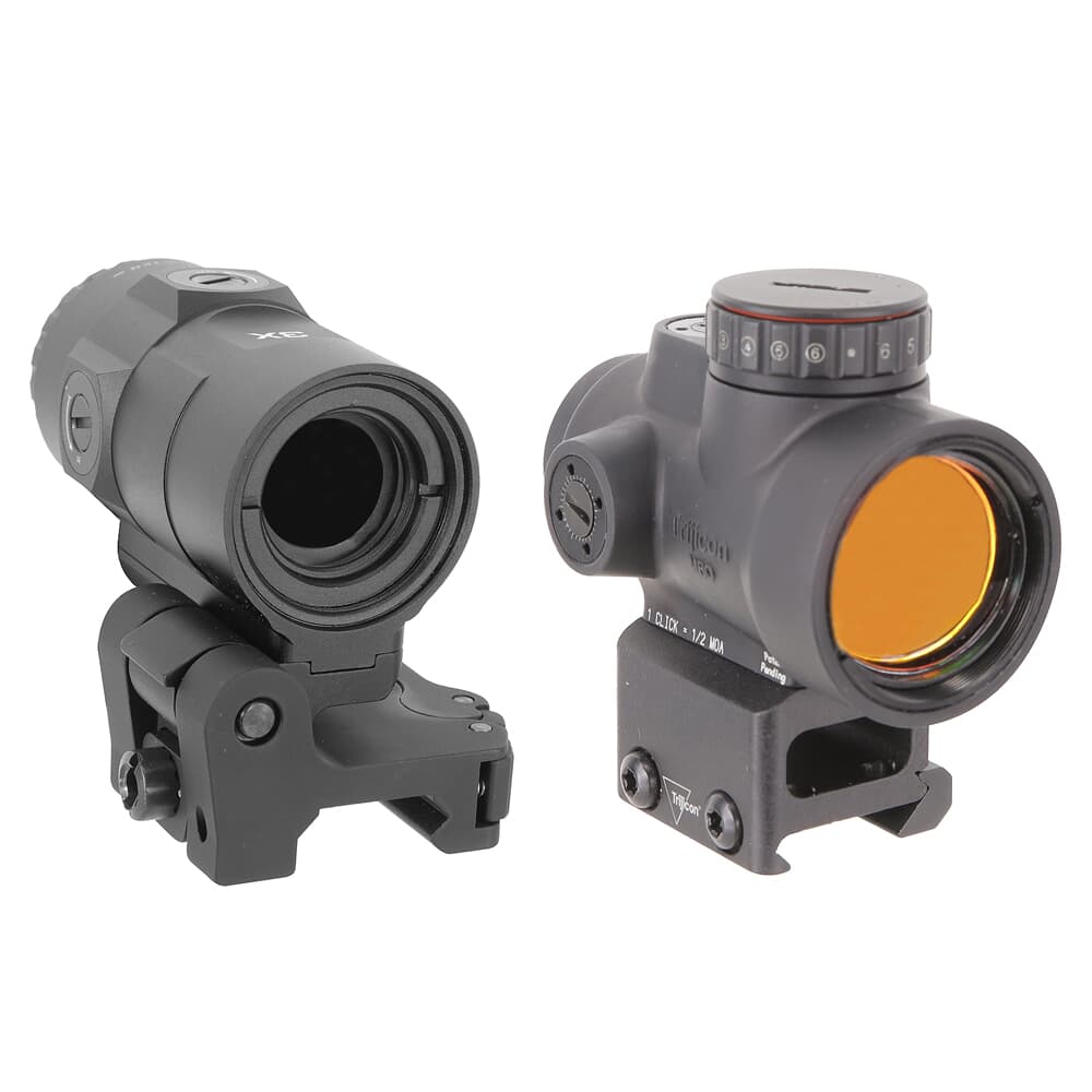 Trijicon USED 1x25 MRO HD Reflex w/ Full Co-Witness Mount & 3x Magnifier w/ QD Adjustable Height Mount - MRO-C-2200057 - Like New UA2244