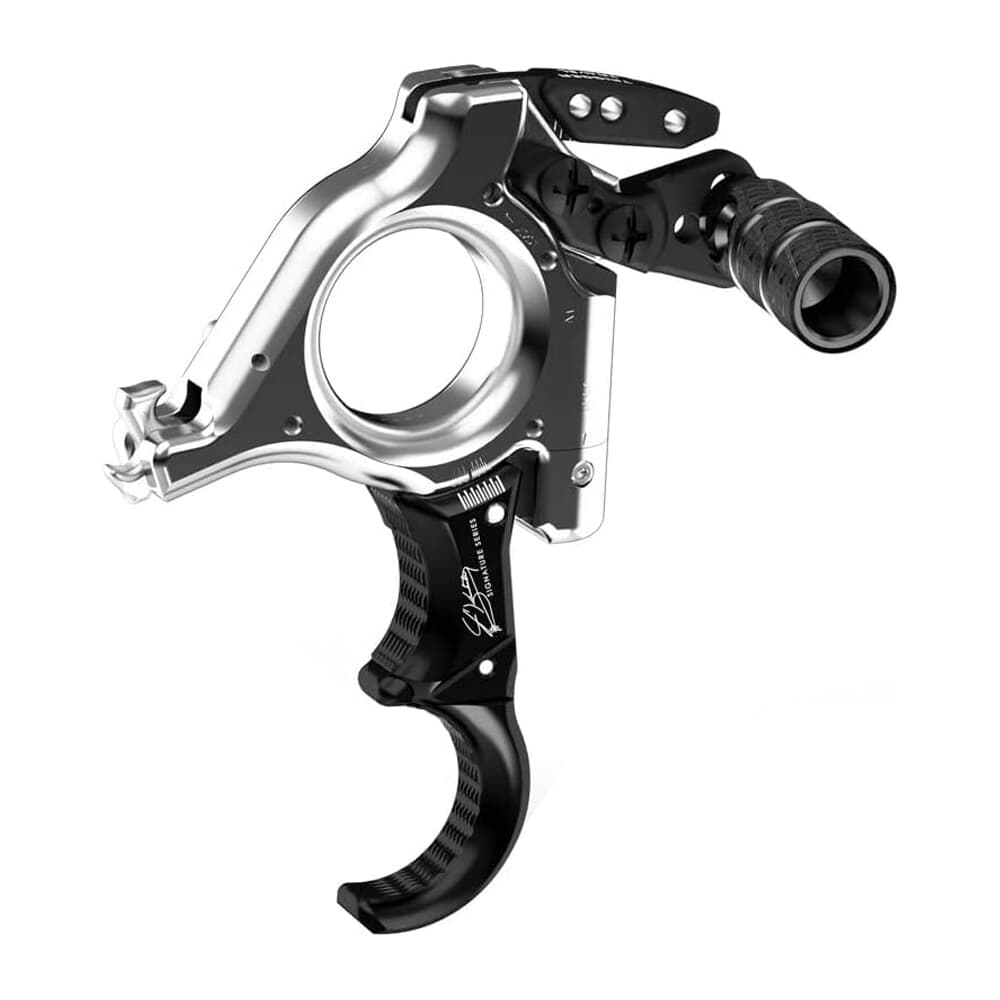 T.R.U. Ball Archery Abyss X-Tension Flex Relax Trigger 3 or 4 Finger (Ergo Adj Finger Pieces) Quick Silver Brass Medium Release TRAF-QS-M
