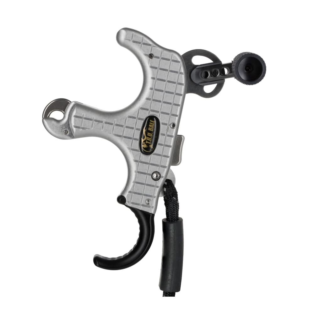 T.R.U. Ball Archery Blade Pro Flex 3 or 4 Finger (Ergo Adj Finger Pieces) Silver/QuickSilver Large Release TBPF-SIQS-L