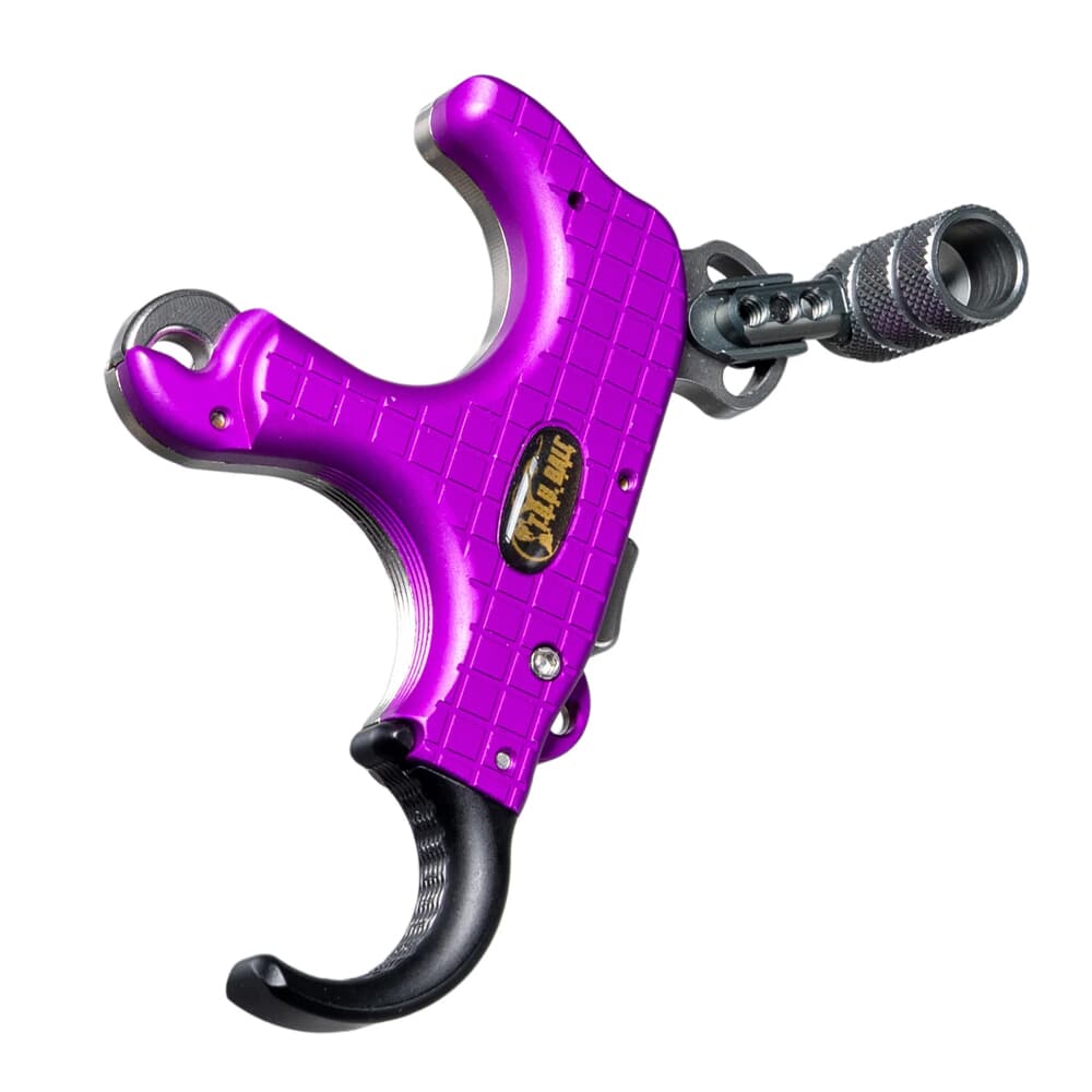 T.R.U. Ball Archery Blade Pro Flex 3 or 4 Finger (Ergo Adj Finger Pieces) Purple/QuickSilver Medium Release TBPF-PRQS-M