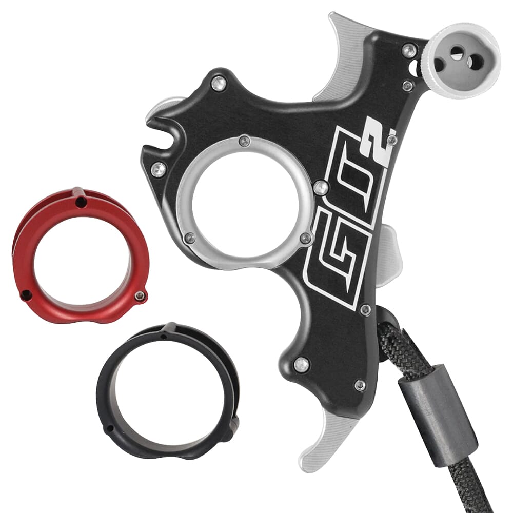 T.R.U. Ball Archery GO2 Index/Pinky Trigger Handle Release Finger Ring Inserts: Sm (RD), Md (GY), Lg (BK) Black Release TGO2-BK