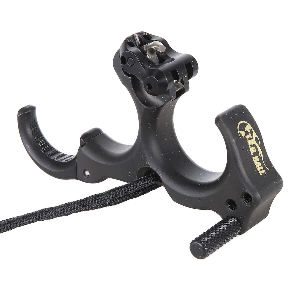T.R.U. Ball Archery Honey Badger Claw Flex 3 or 4 Finger (Ergo Adj Finger Pieces) Black Tungsten Brass Large Release THBF-BT-L
