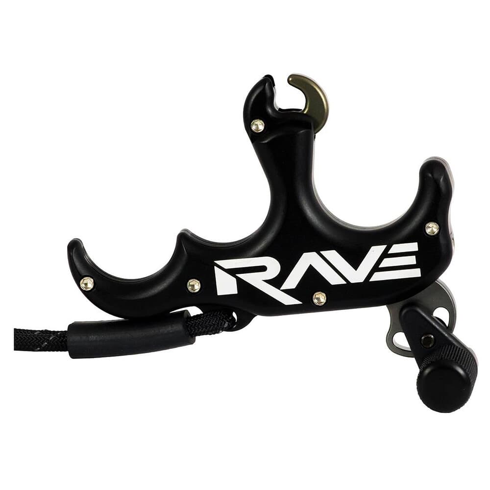 T.R.U. Ball Archery Rave 3 3 Finger Thumb Release w/Lanyard Black Release TRV3-BK