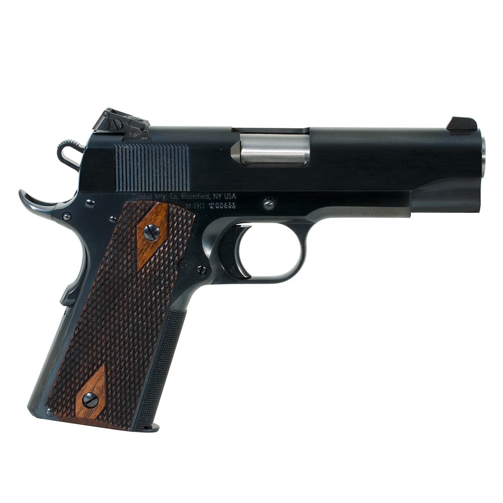 Turnbull 1911 Checker, BT, SS Bull Barrel, Kensight (Blue) Commander double diamond wood grips MPN TB-P3-C-B