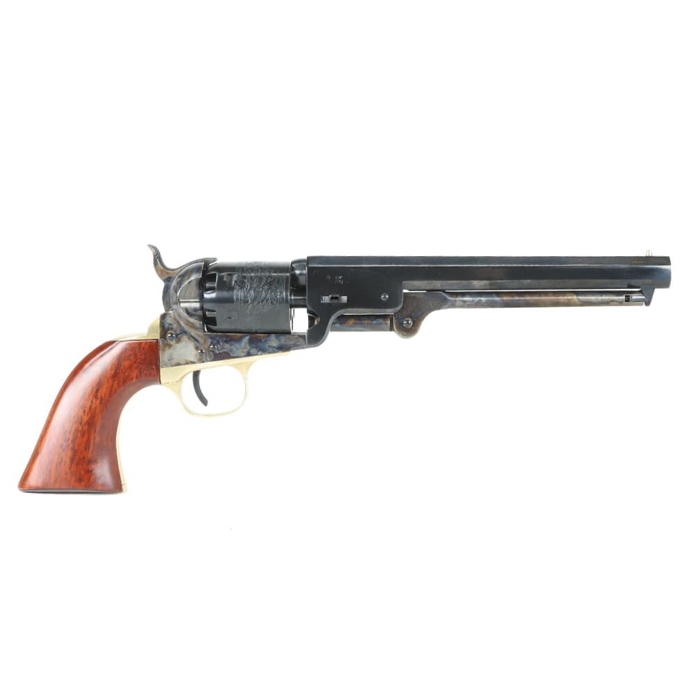 Uberti 1851 Navy London Steel .36 Cal 7.5" Bbl 6rd C/H Frame Brass B/S & T/G Black Powder Revolver 340050