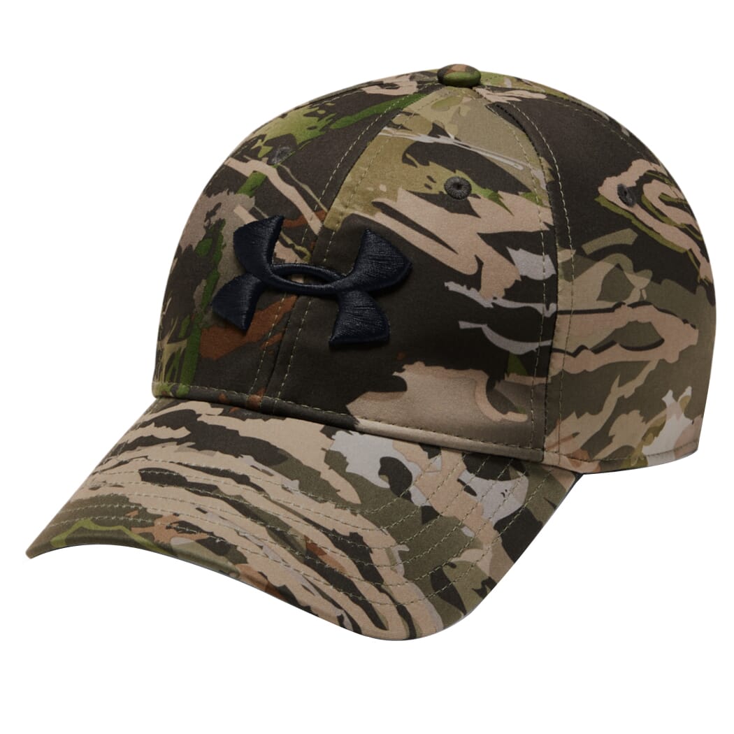 Under Armour Whitetail Men's Camo Stretch Fit Cap Updated UA Forest Camo/Charcoal/Black 1318532-940