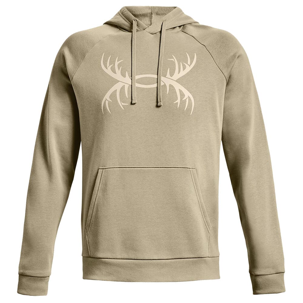 Under Armour Rival Fleece Antler Hoodie Khaki Grey/Summit White 3XL 1365679-037001