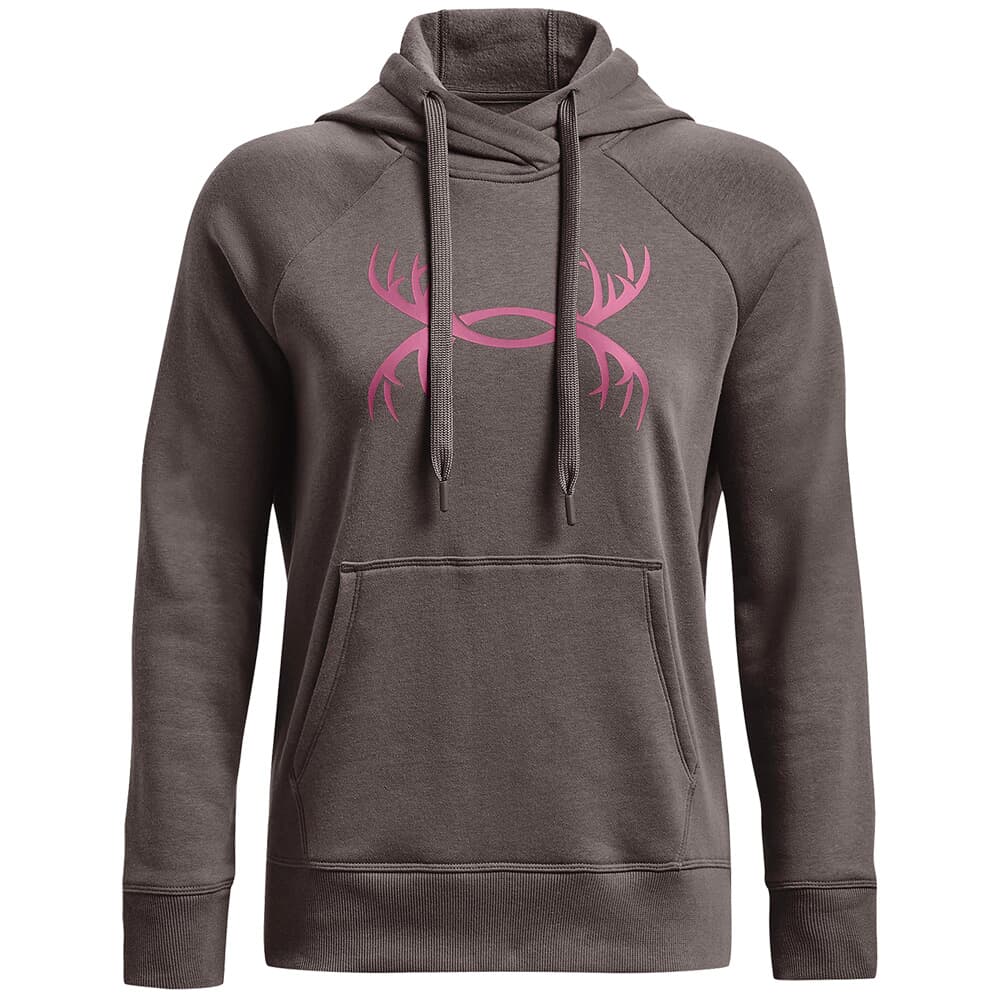 Under Armour Women's Rival Antler Fleece Hoodie Fresh Clay/Pace Pink LG 1368117-176006