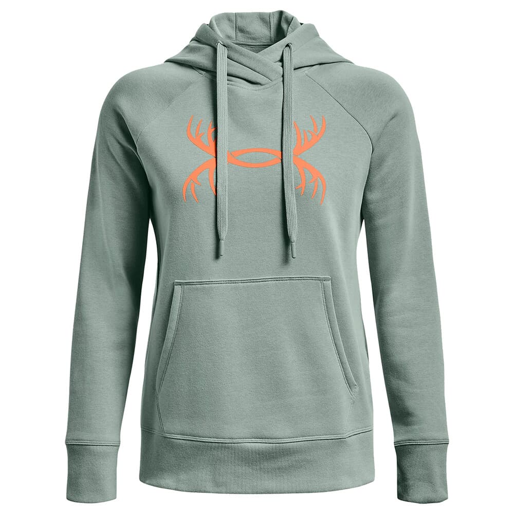 Under Armour Women's Rival Antler Fleece Hoodie Opal Green/Afterglow XL 1368117-781004