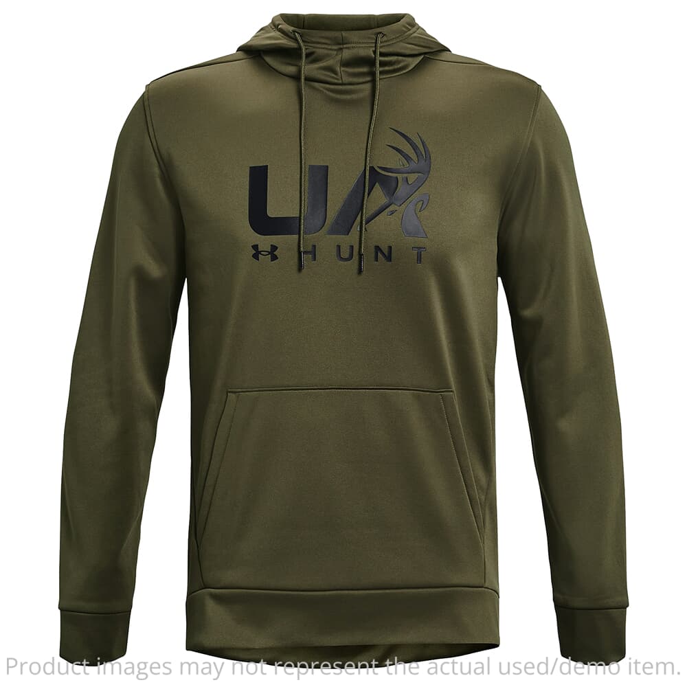 Under Armour USED Armour Fleece Hunt Icon Hoodie Marine OD Green/Black LG 1375114-390005 - Like New - No Sale Tags USED7675