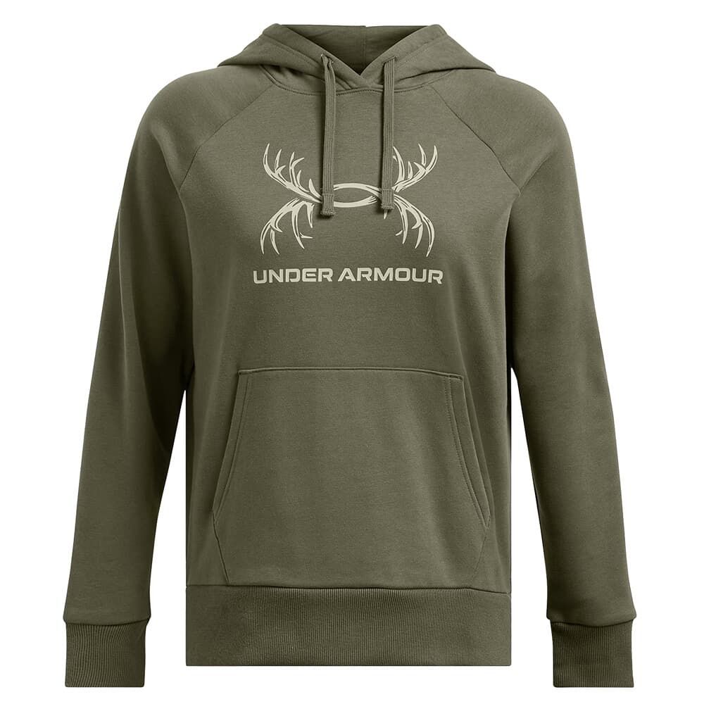 Under Armour Women's Rival Fleece Antler Hoodie Marine OD Green/Black 1387574-390